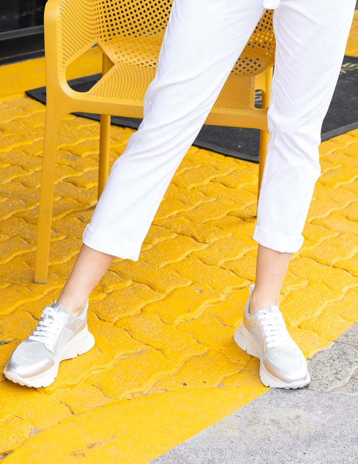 White and Grey Sneakers